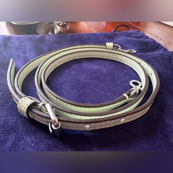 Tory Burch Mini Mint Croc-Embossed Wristlet with Crossbody Strap - Picture 3 of 11